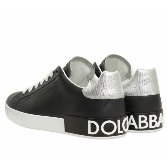 NWT Dolce&Gabbana Portofino Black Leather Sneakers - Size 37.5 EU - Picture 8 of 10